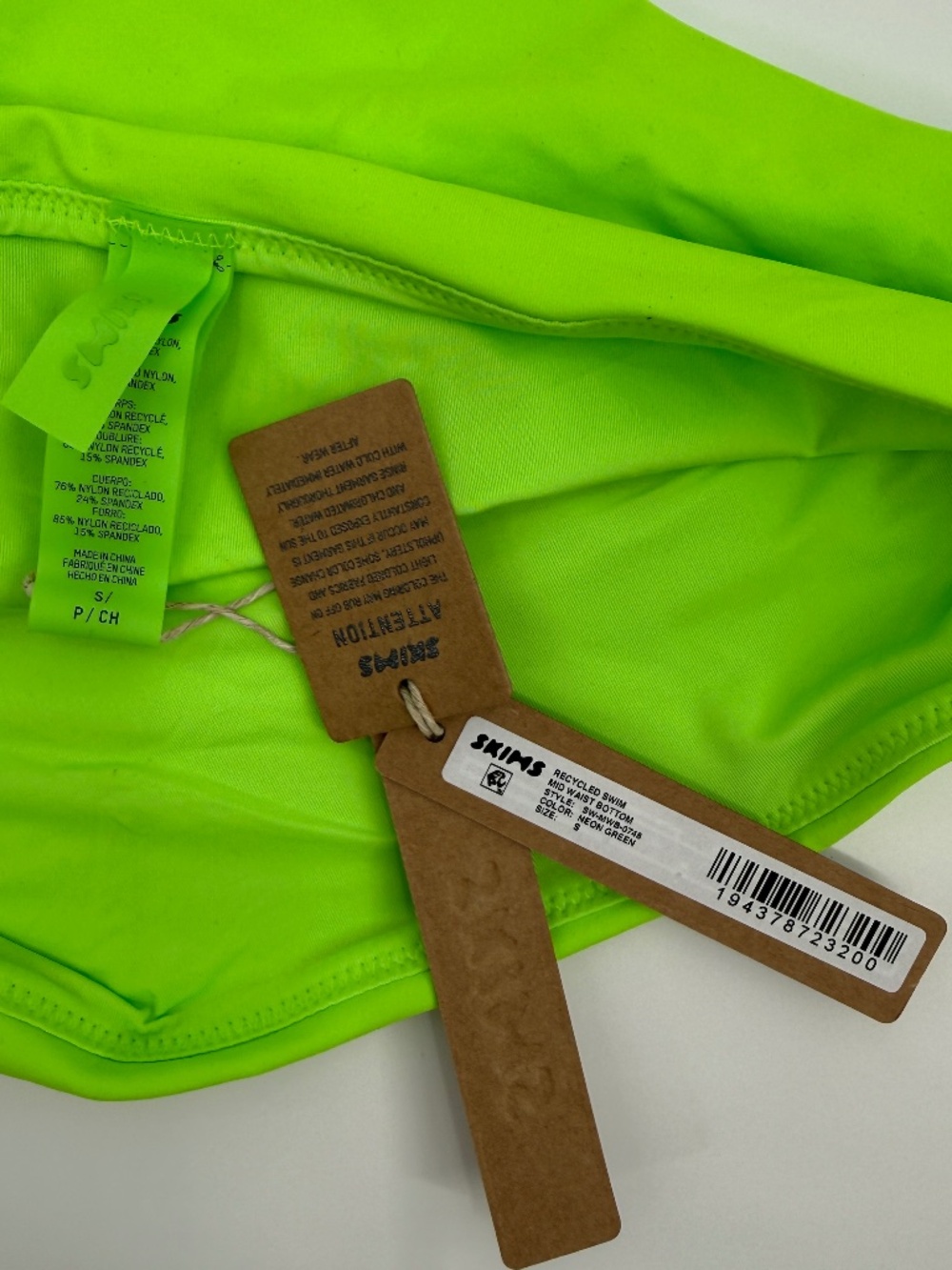 SKIMS Swim Mid Waist Bottom Bikini Neon Green Beach Resortwear Festival Small - Picture 5 of 5